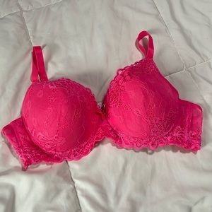 Pink lace bra